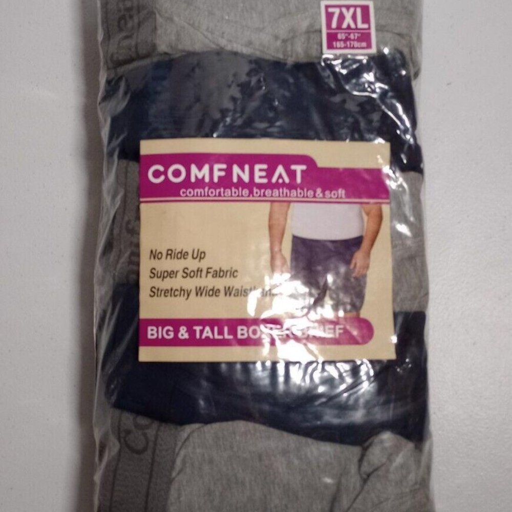 Comfneat Mens 5-Pack Big Tall 7XL Boxer Briefs Stretchable Breathable Underwear